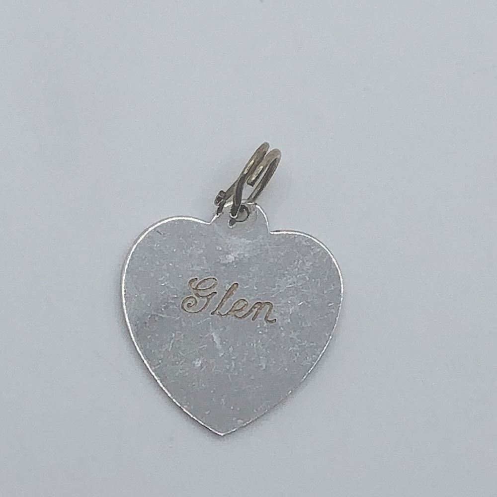 Vtg Sterling Silver Heart Mini Tag Charm / Pendant .8”